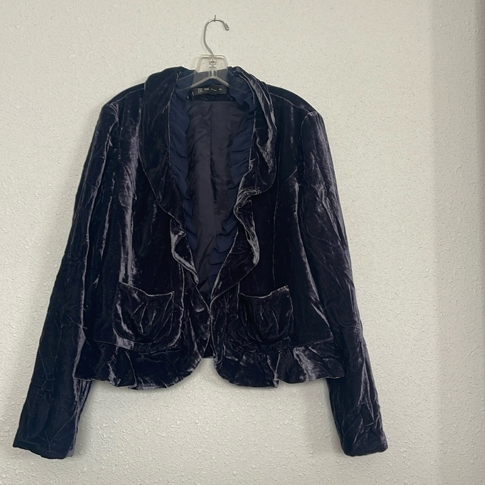 Dark Blue Crushed Velvet Blazer!